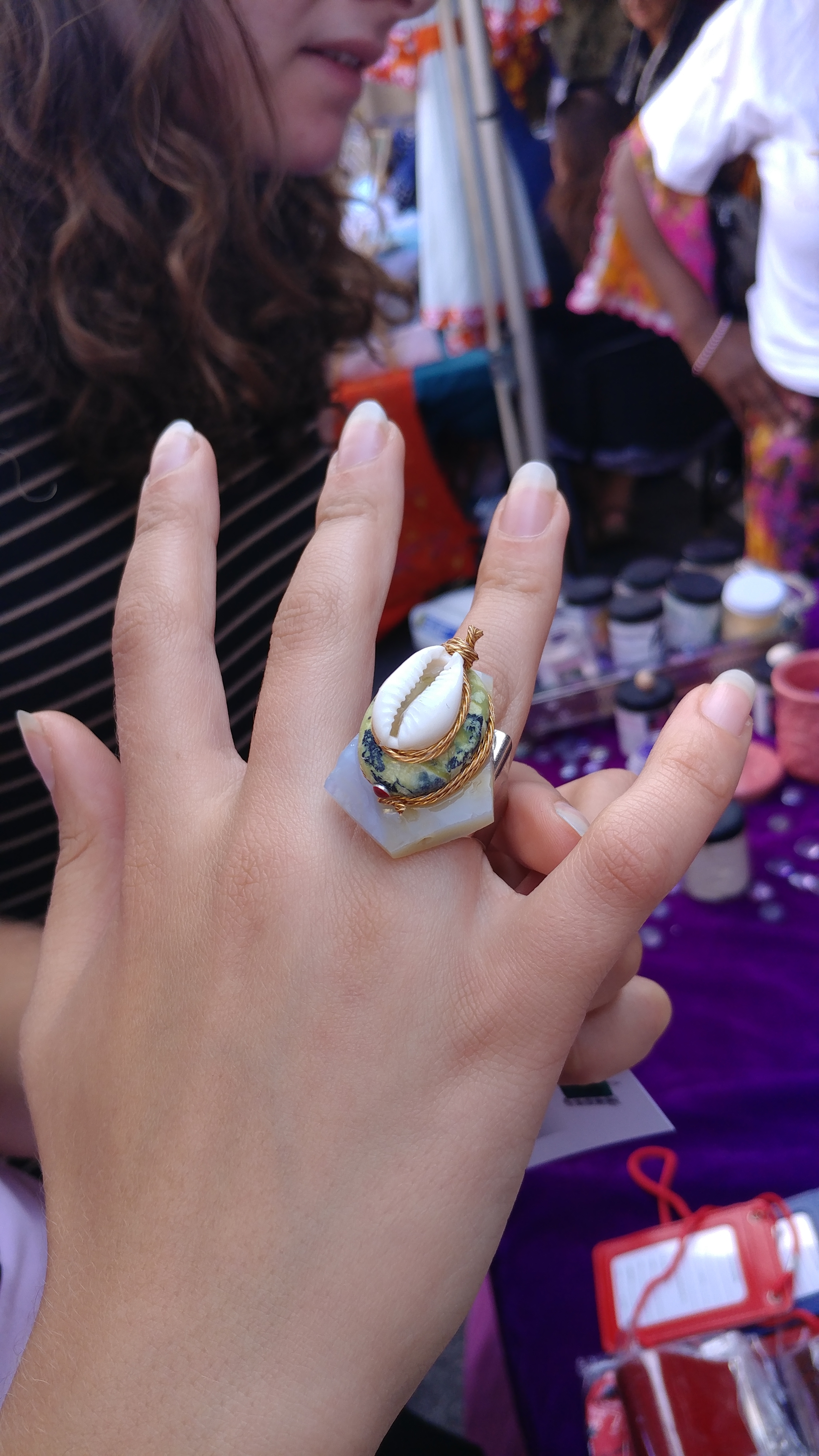 Adams Morgans Festival - Customer & Nikus Shell, turquoise & Lace Agate Ring