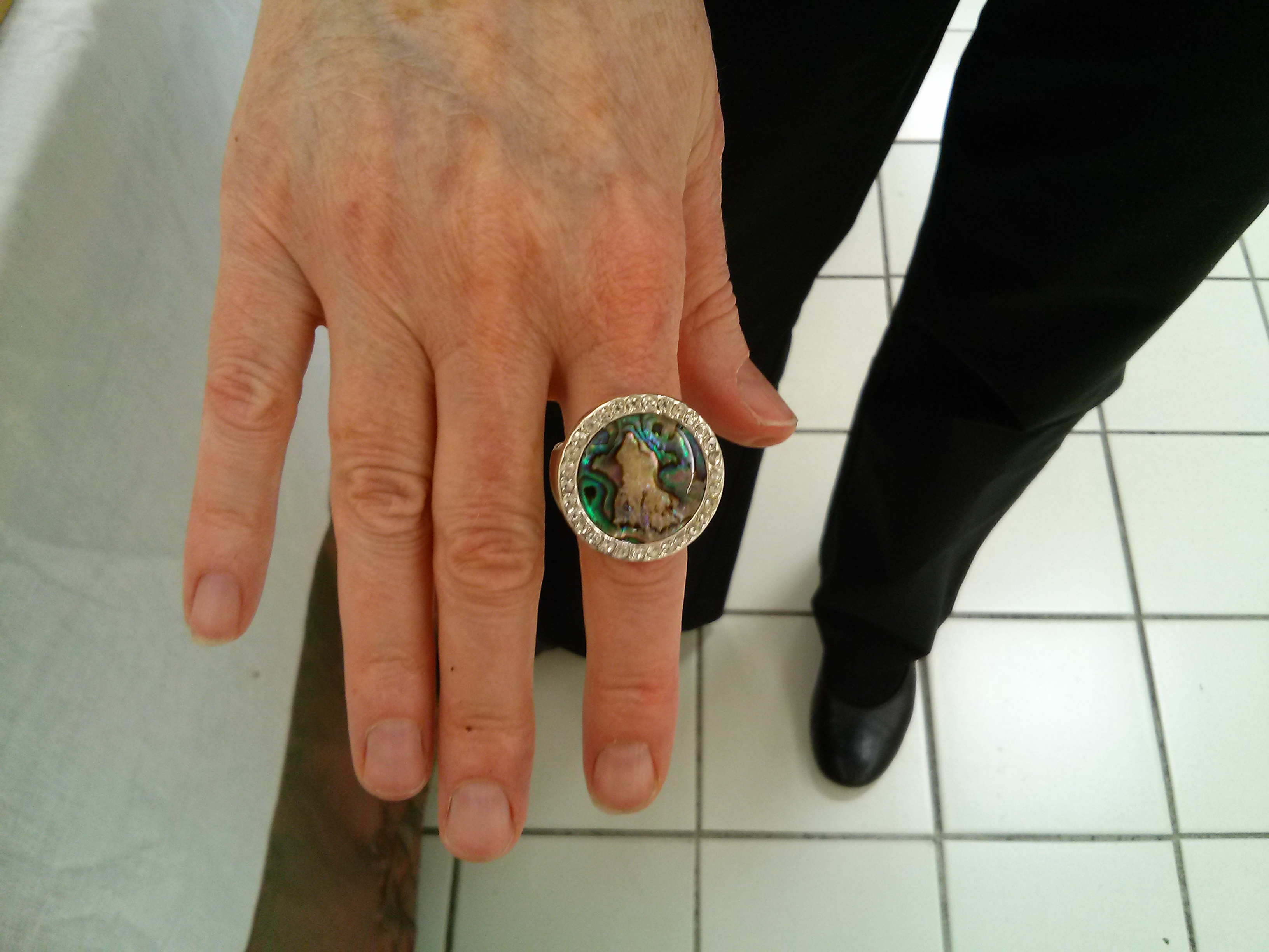 Customer & Nikus Ring with Abalone Shell @ USDA