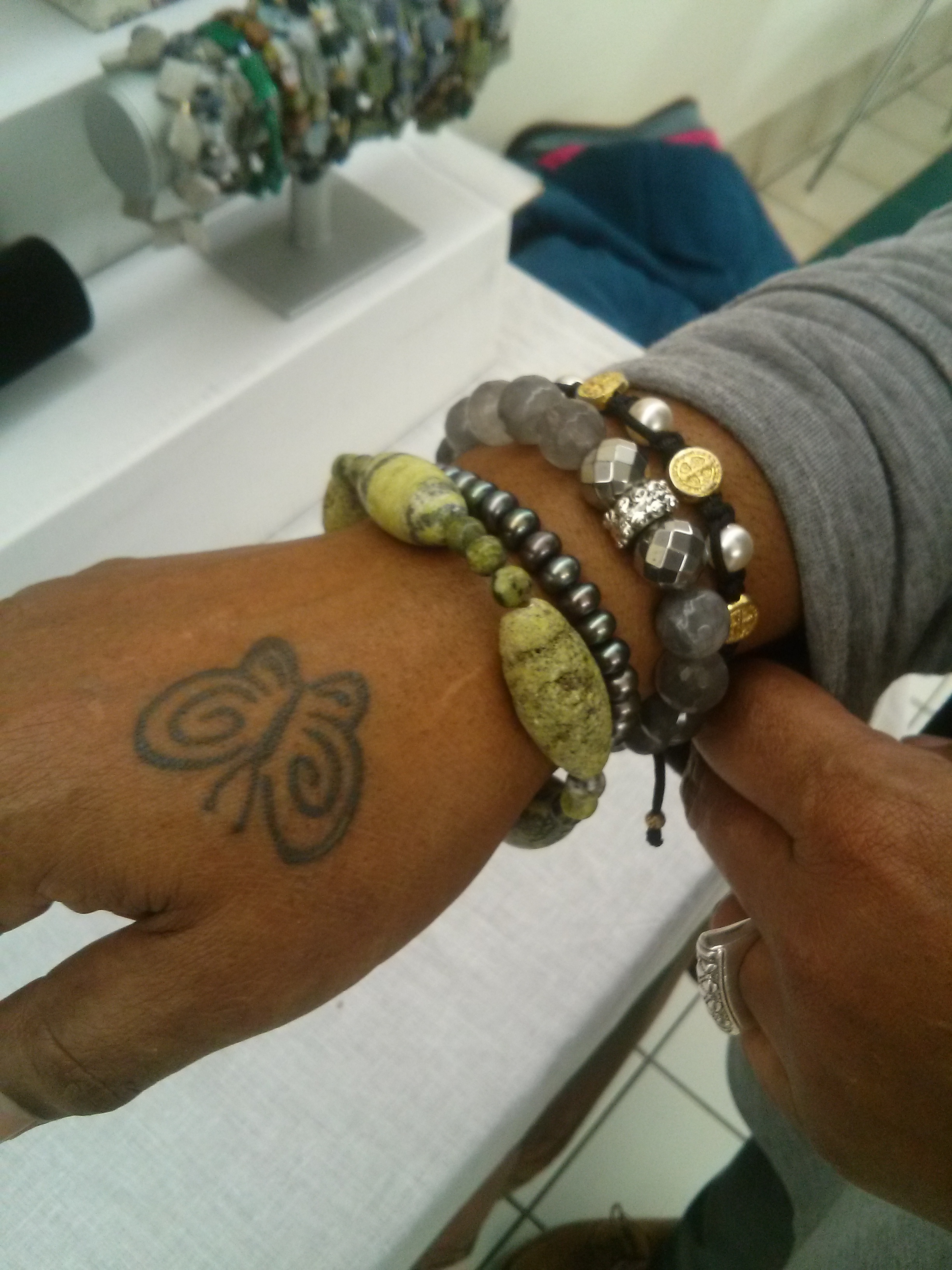 Customer & Nikus Bracelet with Turquoise Stones @ USDA