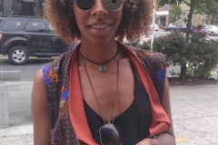 Customer in vintage clamshell sunglasses