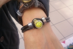 Black Leather Bracelet with Button Finding Black Leather Bracelet with Button Finding